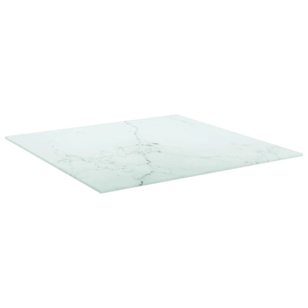 vidaXL Tabletop White 60x60 cm 6 mm Tempered Glass Marble Look