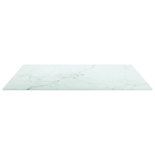 vidaXL Tabletop White 60x60 cm 6 mm Tempered Glass Marble Look
