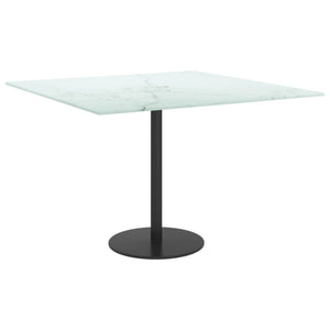 vidaXL Tabletop White 60x60 cm 6 mm Tempered Glass Marble Look