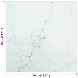 vidaXL Tabletop White 60x60 cm 6 mm Tempered Glass Marble Look