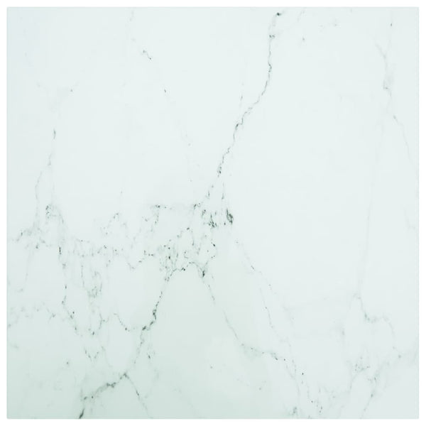 vidaXL Tabletop White 70x70 cm 6 mm Tempered Glass Marble Look