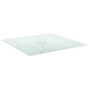 vidaXL Tabletop White 70x70 cm 6 mm Tempered Glass Marble Look