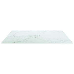 vidaXL Tabletop White 70x70 cm 6 mm Tempered Glass Marble Look