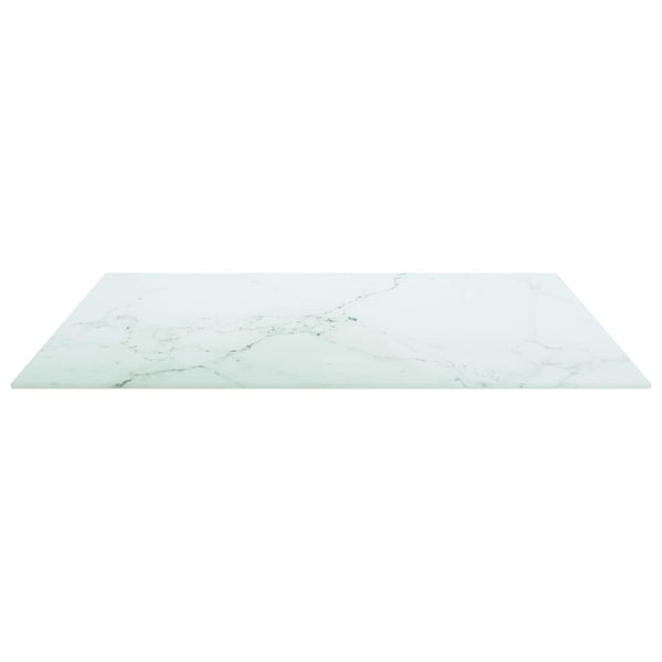 vidaXL Tabletop White 70x70 cm 6 mm Tempered Glass Marble Look