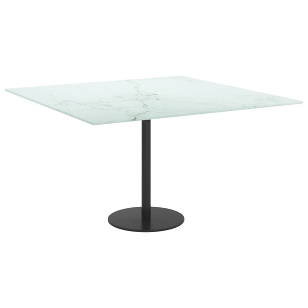 vidaXL Tabletop White 70x70 cm 6 mm Tempered Glass Marble Look