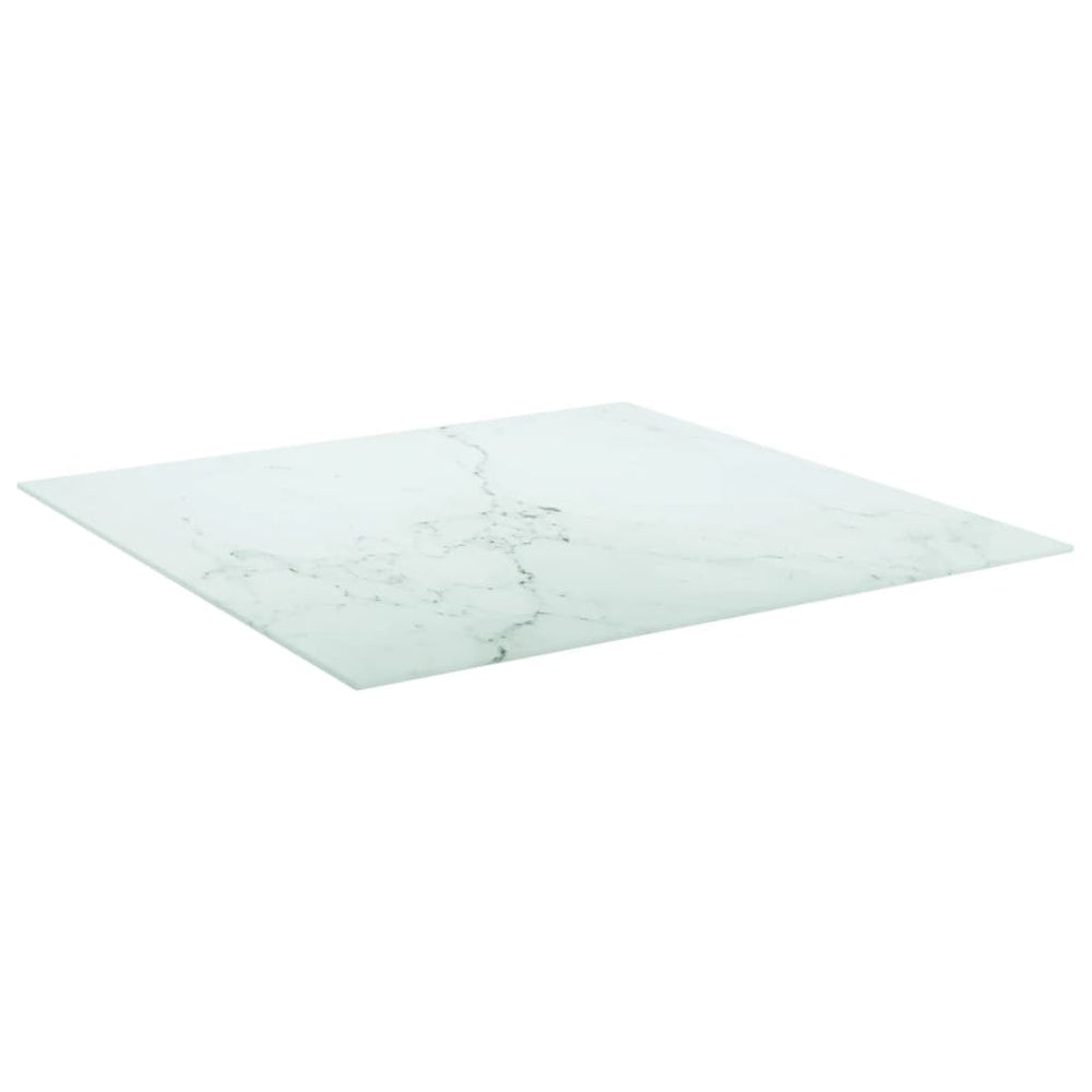 vidaXL Tabletop White 80x80 cm 6 mm Tempered Glass Marble Look