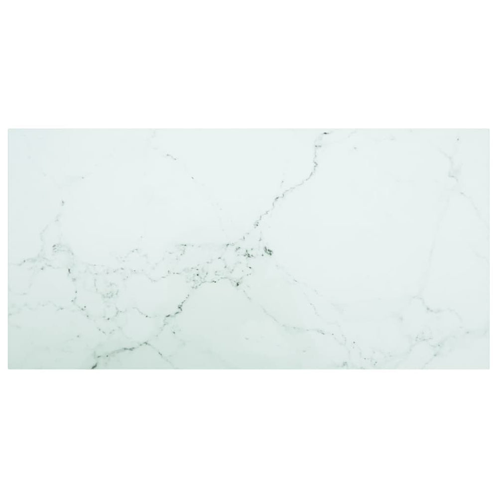 vidaXL Table Top White 100x50 cm 6 mm Tempered Glass Marble Look