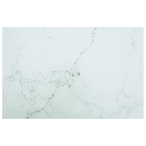 vidaXL Table Top White 100x62 cm 8 mm Tempered Glass Marble Look