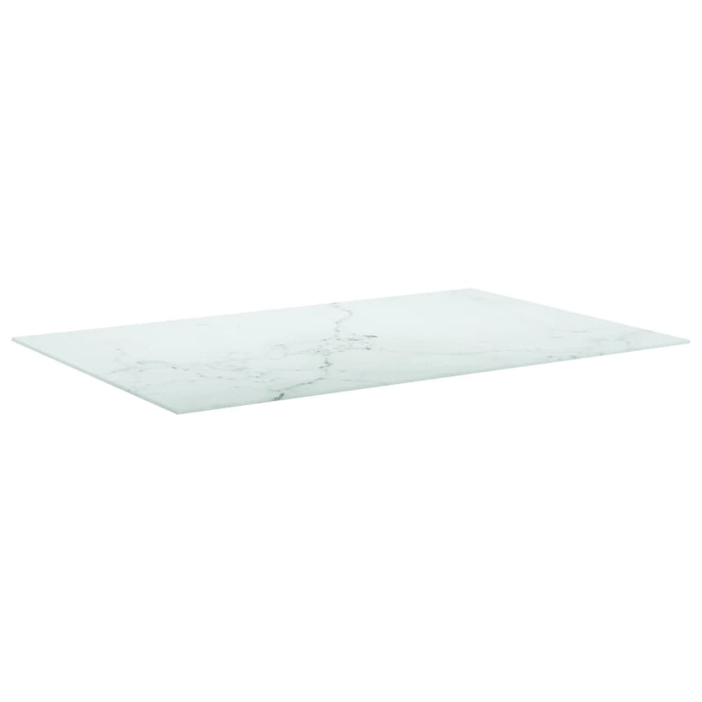 vidaXL Table Top White 100x62 cm 8 mm Tempered Glass Marble Look