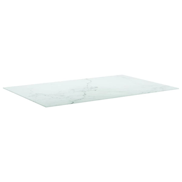 vidaXL Table Top White 100x62 cm 8 mm Tempered Glass Marble Look