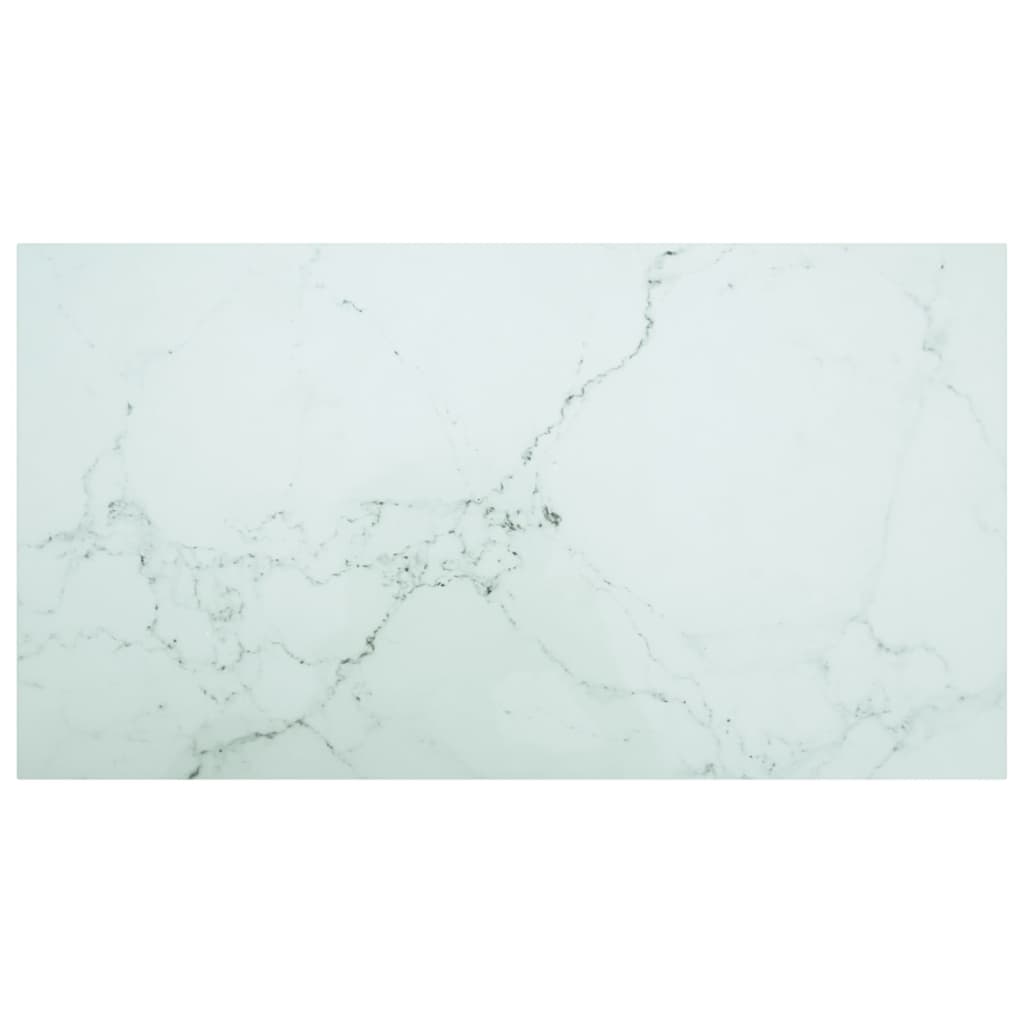 vidaXL Tabletop White 120x65 cm 8 mm Tempered Glass Marble Look