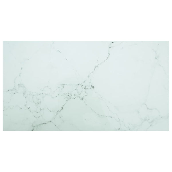 vidaXL Tabletop White 120x65 cm 8 mm Tempered Glass Marble Look