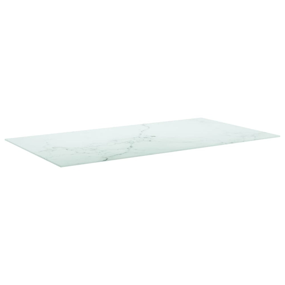 vidaXL Tabletop White 120x65 cm 8 mm Tempered Glass Marble Look