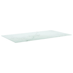 vidaXL Tabletop White 120x65 cm 8 mm Tempered Glass Marble Look