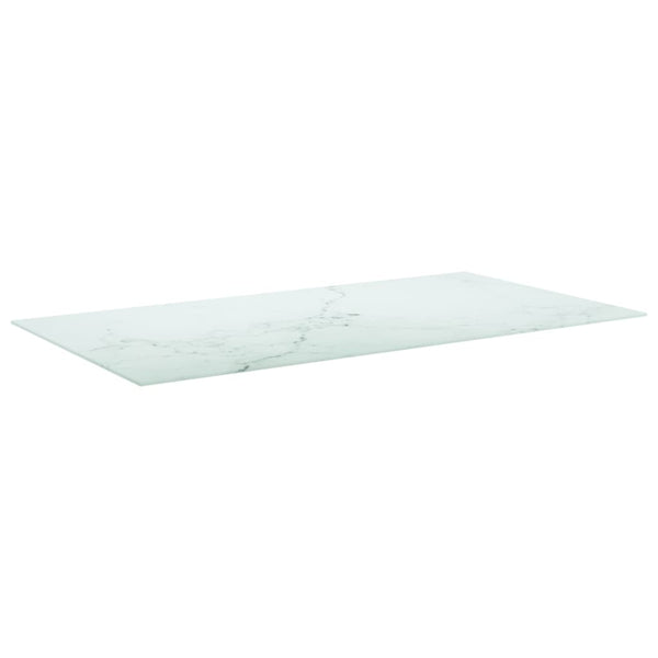 vidaXL Tabletop White 120x65 cm 8 mm Tempered Glass Marble Look