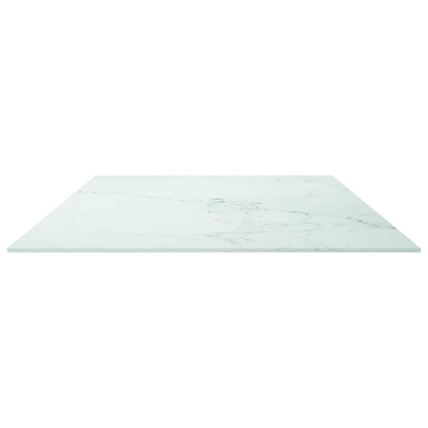 vidaXL Tabletop White 120x65 cm 8 mm Tempered Glass Marble Look