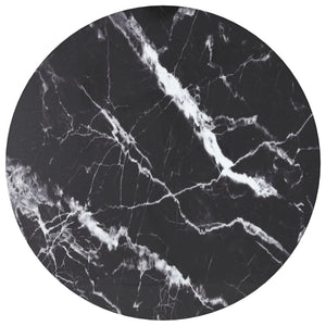 vidaXL Tabletop Black Ø30x0.8 cm Tempered Glass in Marble Look