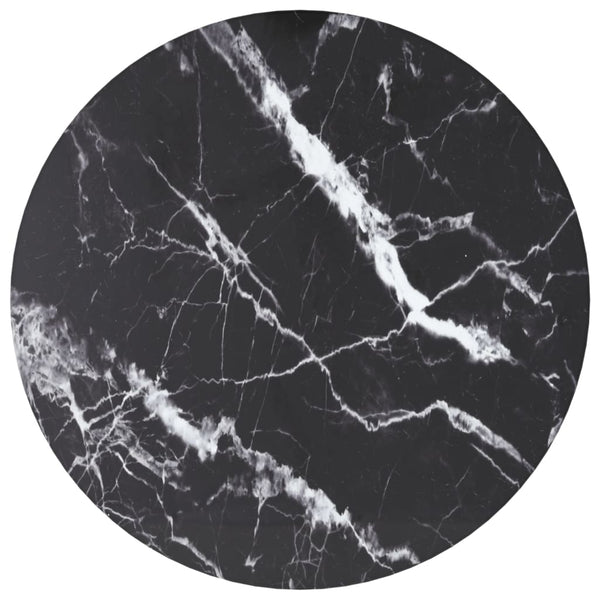 vidaXL Tabletop Black Ø30x0.8 cm Tempered Glass in Marble Look