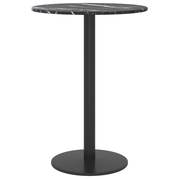 vidaXL Tabletop Black Ø30x0.8 cm Tempered Glass in Marble Look