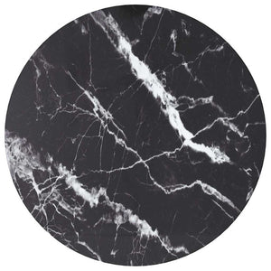 vidaXL Tabletop Black Ø40x0.8 cm Tempered Glass Marble Look