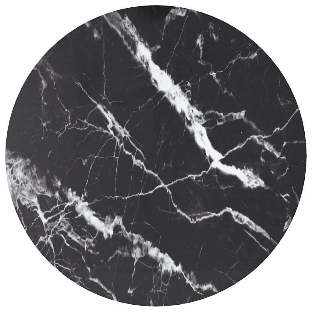vidaXL Tabletop Black Ø40x0.8 cm Tempered Glass Marble Look