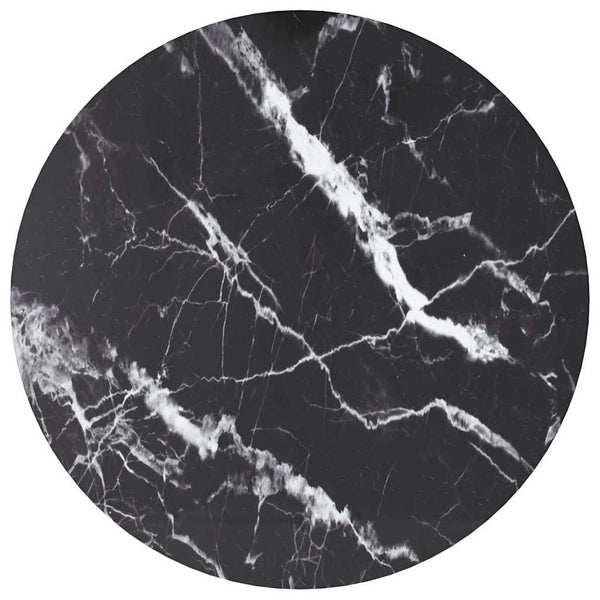 vidaXL Tabletop Black Ø40x0.8 cm Tempered Glass Marble Look