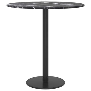 vidaXL Tabletop Black Ø40x0.8 cm Tempered Glass Marble Look