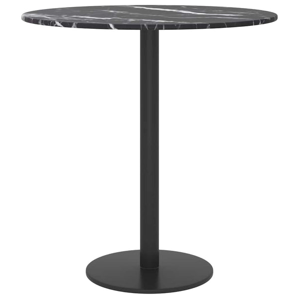 vidaXL Tabletop Black Ø40x0.8 cm Tempered Glass Marble Look