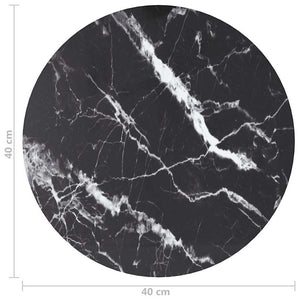 vidaXL Tabletop Black Ø40x0.8 cm Tempered Glass Marble Look
