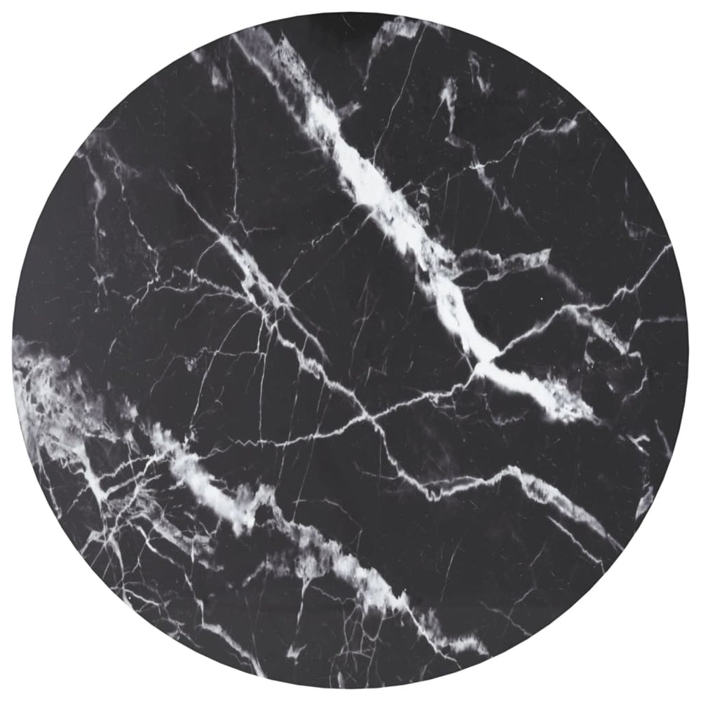 vidaXL Table Top Black Ø50x0.8 cm Tempered Glass Marble Look