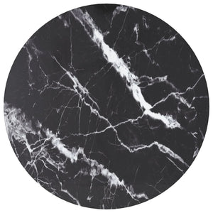 vidaXL Table Top Black Ø50x0.8 cm Tempered Glass Marble Look