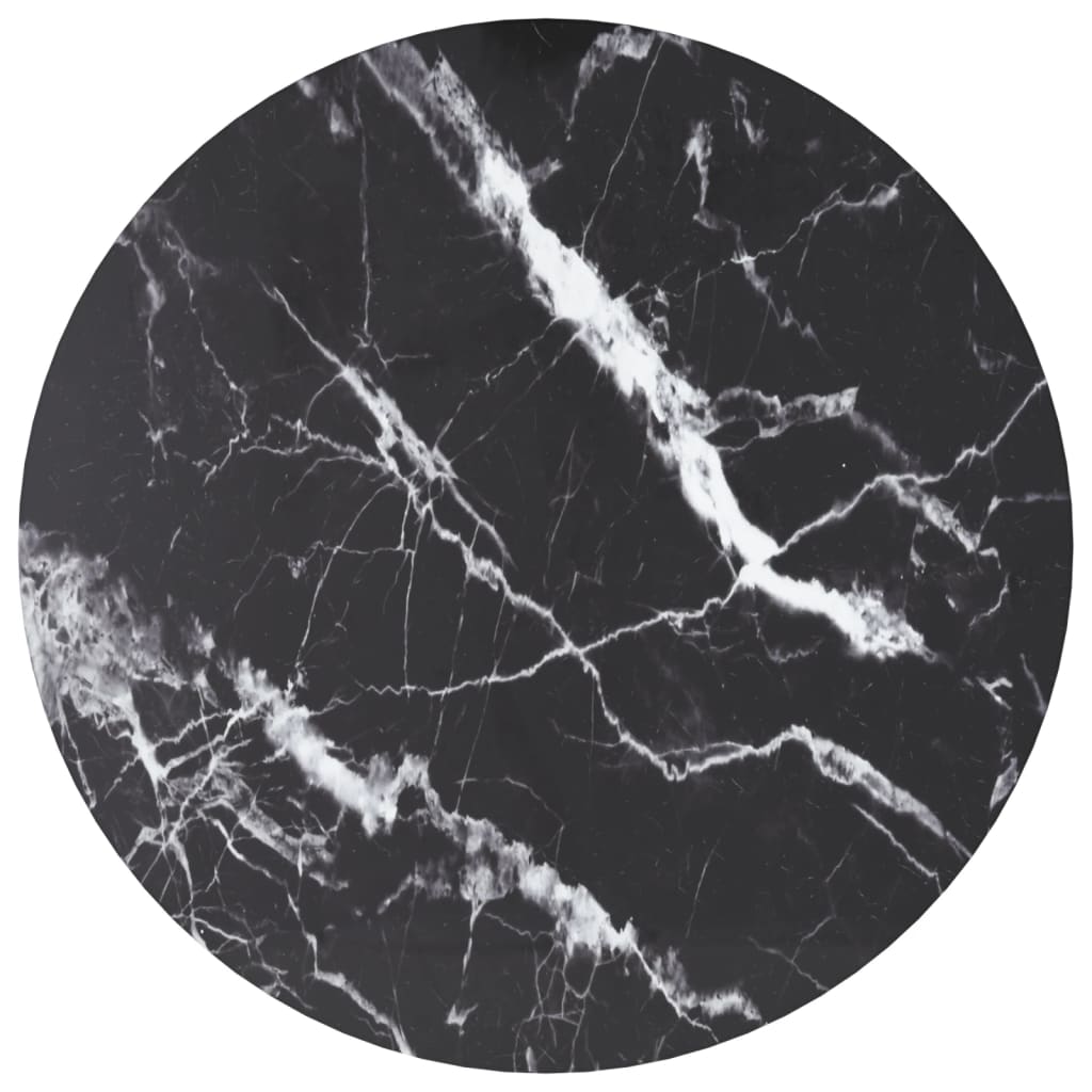 vidaXL Table Top Black Ø50x0.8 cm Tempered Glass Marble Look