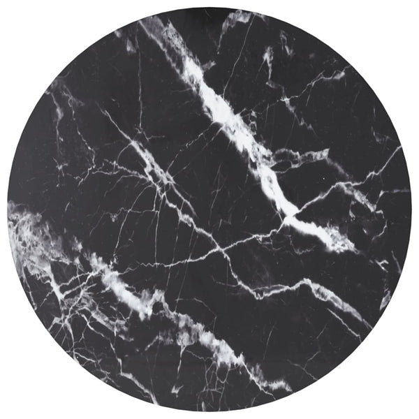 vidaXL Table Top Black Ø50x0.8 cm Tempered Glass Marble Look