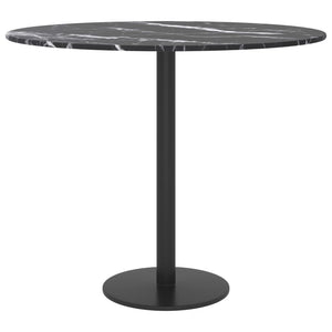 vidaXL Table Top Black Ø50x0.8 cm Tempered Glass Marble Look