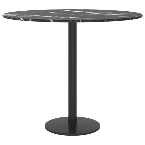vidaXL Table Top Black Ø50x0.8 cm Tempered Glass Marble Look
