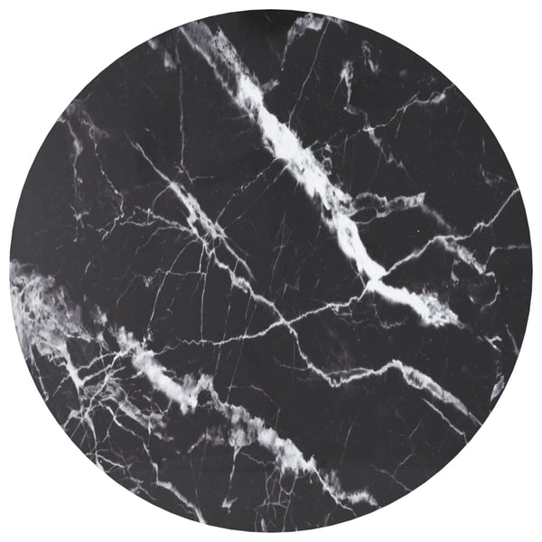 vidaXL Table Top Black Ø60x0.8 cm Tempered Glass Marble Look