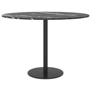 vidaXL Table Top Black Ø60x0.8 cm Tempered Glass Marble Look