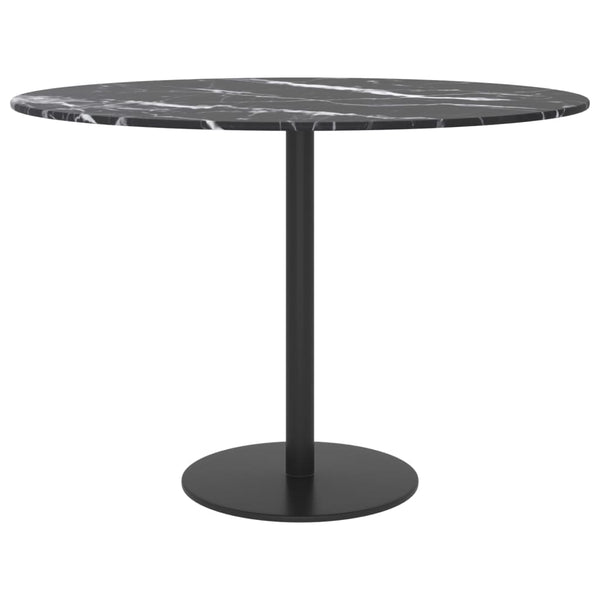vidaXL Table Top Black Ø60x0.8 cm Tempered Glass Marble Look