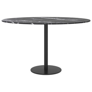 vidaXL Table Top Black Ø70x0.8 cm Tempered Glass Marble Look