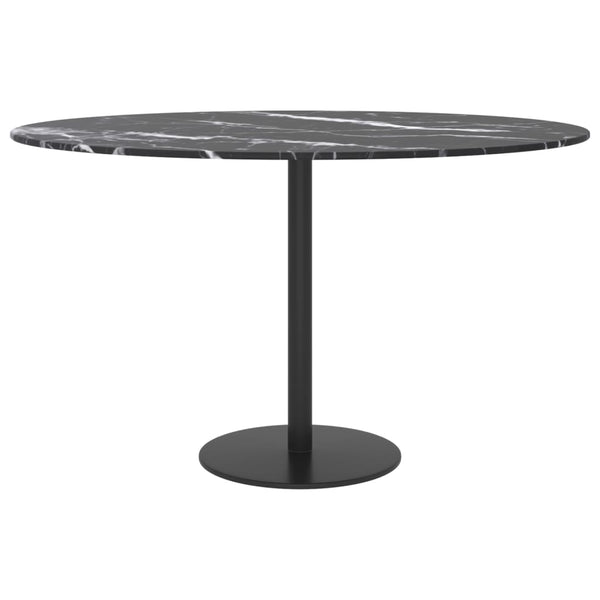 vidaXL Table Top Black Ø70x0.8 cm Tempered Glass Marble Look