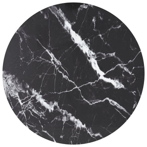 vidaXL Table Top Black Ø80x1 cm Tempered Glass Marble Look