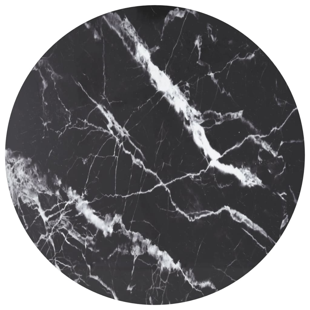 vidaXL Table Top Black Ø80x1 cm Tempered Glass Marble Look