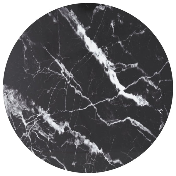 vidaXL Table Top Black Ø80x1 cm Tempered Glass Marble Look