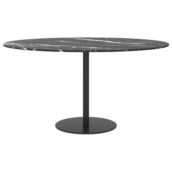 vidaXL Table Top Black Ø80x1 cm Tempered Glass Marble Look