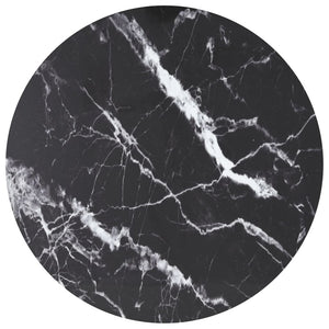 vidaXL Tabletop Black Ø90x1 cm Tempered Glass Marble Look