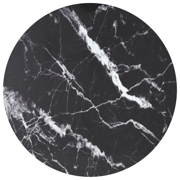vidaXL Tabletop Black Ø90x1 cm Tempered Glass Marble Look