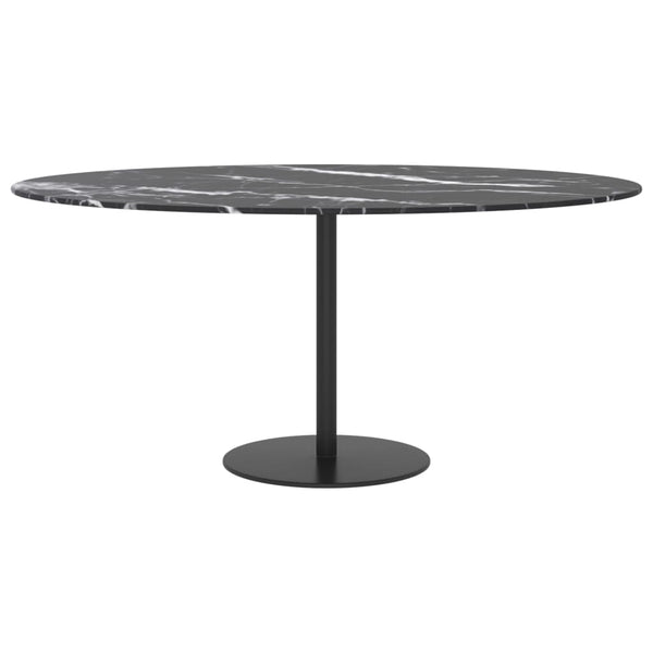 vidaXL Tabletop Black Ø90x1 cm Tempered Glass Marble Look