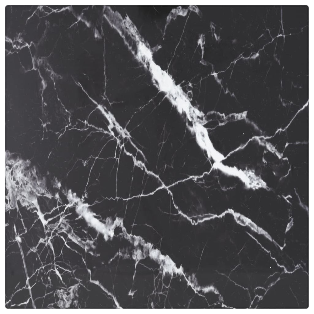 vidaXL Tabletop Black 30x30 cm 6 mm Tempered Glass Marble Look