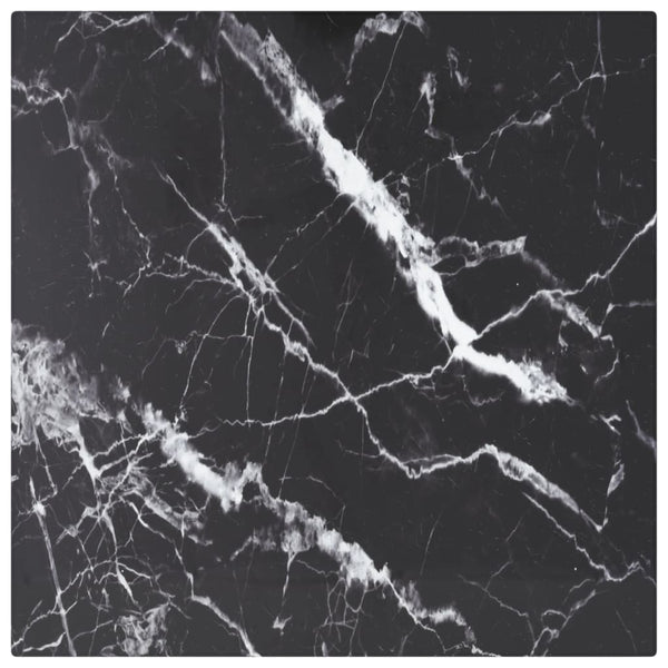 vidaXL Tabletop Black 30x30 cm 6 mm Tempered Glass Marble Look