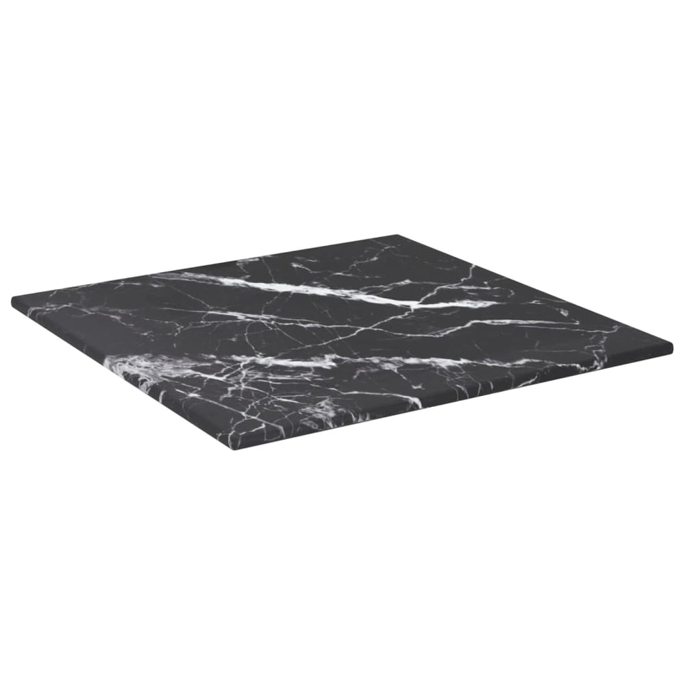 vidaXL Tabletop Black 30x30 cm 6 mm Tempered Glass Marble Look